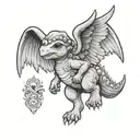 baby dino angel wings tattoo design idea