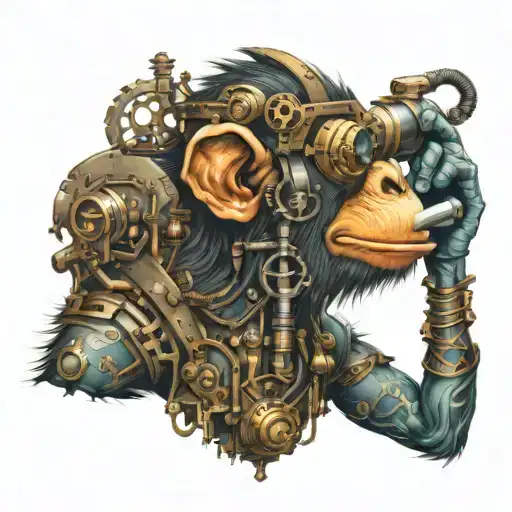 chimp steam punk rock inspired tattoo design idea