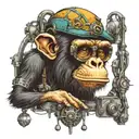 chimp steam punk rock inspired tattoo design idea