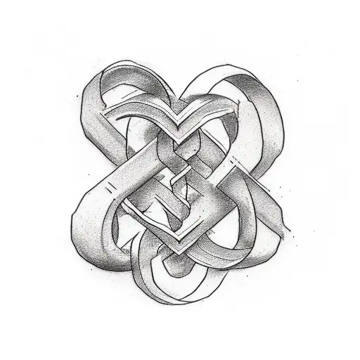 A minimalist tattoo design that cleverly incorporates the letters A, C, and D into a beautiful family infinity symbol tattoo design idea