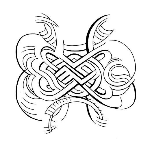 A minimalist tattoo design that cleverly incorporates the letters A, C, and D into a beautiful family infinity symbol tattoo design idea