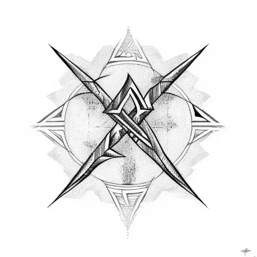 lance of Longinus cyber Sigil tattoo design idea