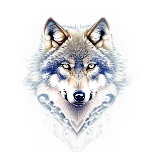 Wolf moon and fire tattoo design idea