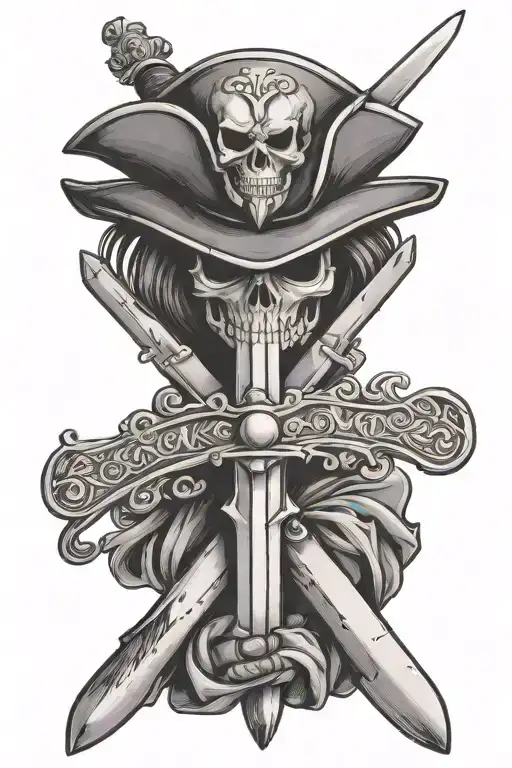 musketeer swords crossed tattoo design idea