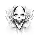 Lilith from diablo 4, full body from front holding red rose petals.  tattoo design idea