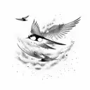 swallows flying above an aquarius waterfall japanese style tattoo design idea