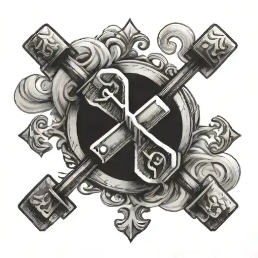 cross and barbell tattoo design idea