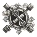 cross and barbell tattoo design idea