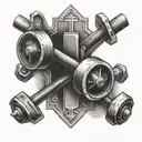 cross and barbell tattoo design idea