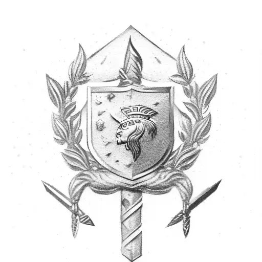 Laurel wreath, with a spartan sheild and spear tattoo design idea