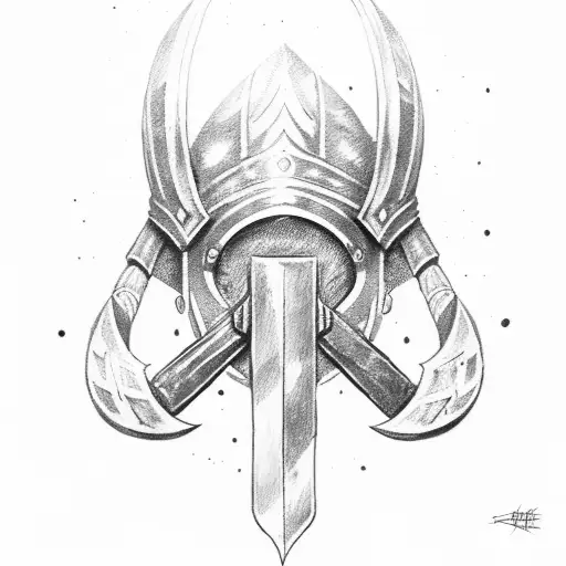  spartan sheild and spear tattoo design idea