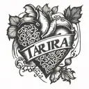 Broken heart and text "Tara"  tattoo design idea