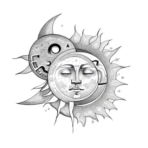 Sun and Moon tattoo design idea