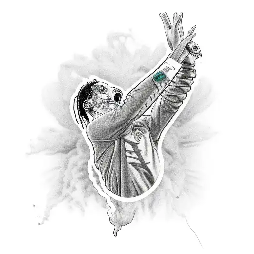 travis scott preforming on stage tattoo design idea