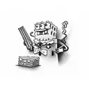 Spongebob smoking a j with a fadora on tattoo design idea
