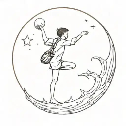 man asking the moon for a fairy to appear   tattoo design idea