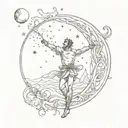 man asking the moon for a fairy to appear   tattoo design idea