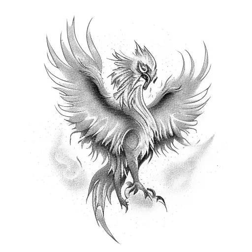 A courageous phoenix rising from the ashes of rebirth tattoo design idea