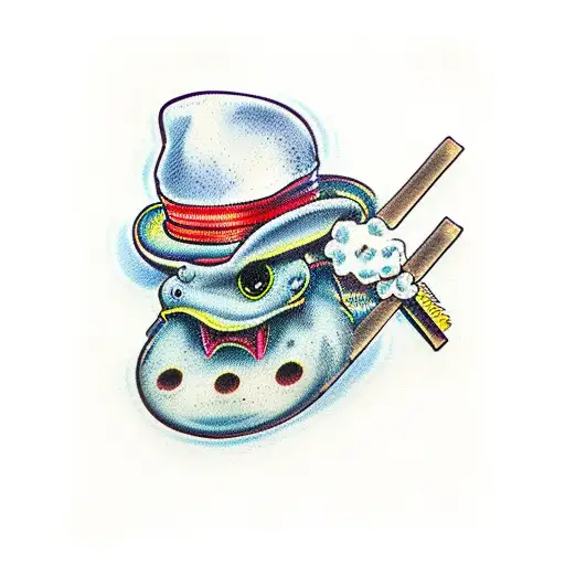 coquí with straw hat tattoo design idea