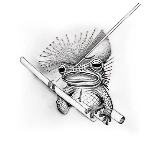 coquí with straw hat tattoo design idea