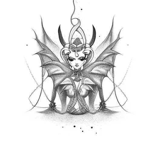 succubus chains high heels whip tattoo design idea