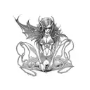 succubus chains high heels whip tattoo design idea