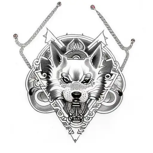  Yakuza tattoo depicting a three-headed dog on a chain tattoo design idea