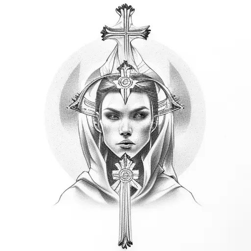 cross with justice mercy humility tattoo design idea