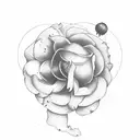 sweet pea flower, daisy, mountain, moon, sun,rose, honeysuckle,  tattoo design idea