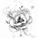 sweet pea flower, daisy, mountain, moon, sun,rose, honeysuckle,  tattoo design idea