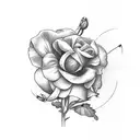 sweet pea flower, daisy, mountain, moon, sun,rose, honeysuckle,  tattoo design idea