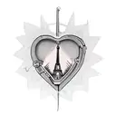 Eiffel Tower entwined with a heart-shaped airplane tattoo design idea