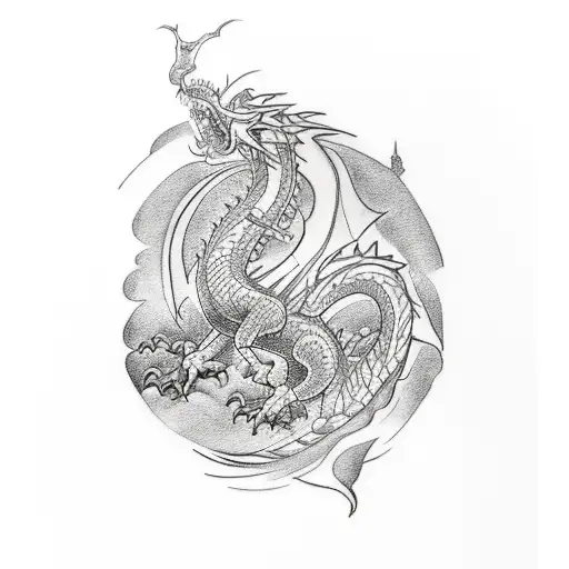 A tattoo of a dragon intertwined with the tree of knowledge, representing the power of learning and growth tattoo design idea