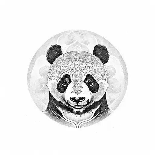 Psychedelic panda tattoo design idea