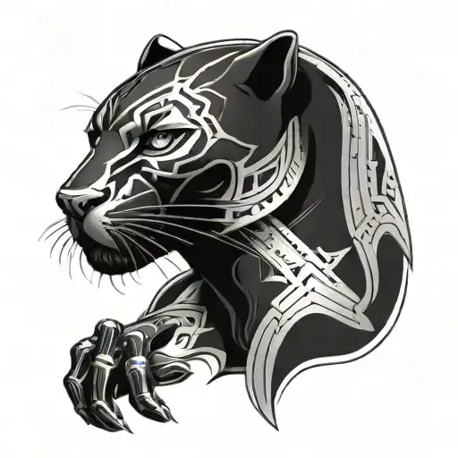 A sleek and elegant black panther embodying the fighter's agility and prowess tattoo design idea