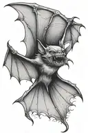 Screaming bat open wings spread wide tattoo design idea