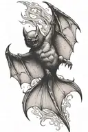 Screaming bat open wings spread wide to the sides representing strength and fear  tattoo design idea