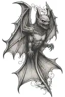 Screaming bat open wings spread wide to the sides representing strength and fear  tattoo design idea