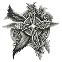 Celtic cross with wings tattoo design idea
