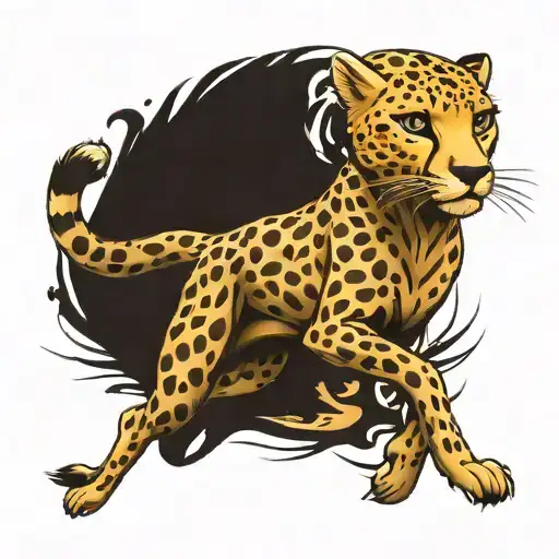 cheetah running tattoo design idea