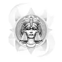 Goddess Isis with a celestial backdrop tattoo design idea