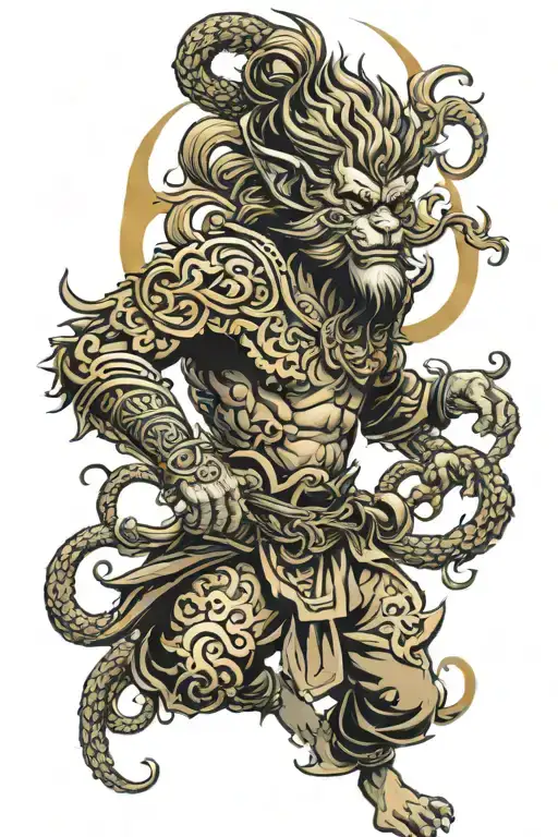 sun wukong full body tattoo design idea