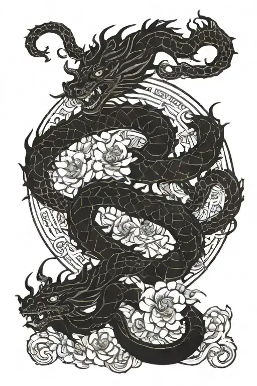 sun wukong dragon flower tattoo design idea