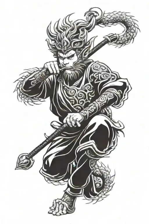 sun wukong and dragon tattoo design idea