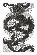 sun wukong dragon flower tattoo design idea