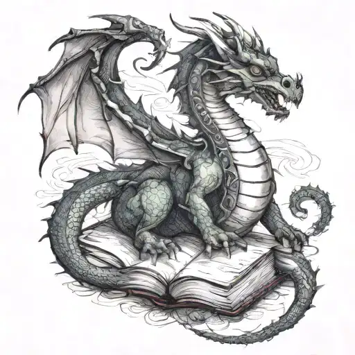 book dragon tattoo design idea