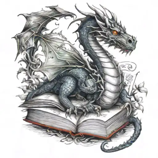 book dragon tattoo design idea