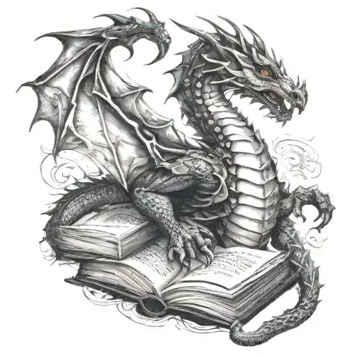 book dragon tattoo design idea
