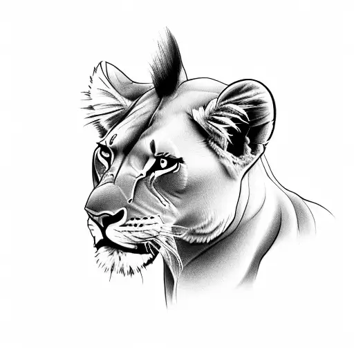 Lioness and 2 cubs tattoo design idea