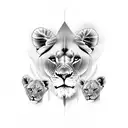 Lioness and 2 cubs tattoo design idea